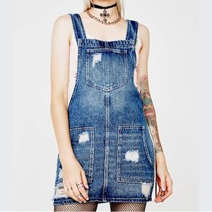 Distressed Overalls Dress